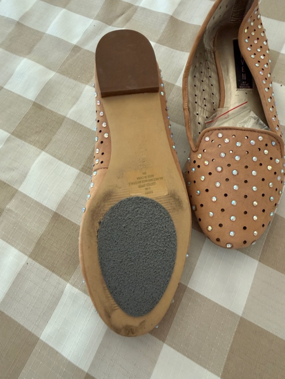 Steven By Steve Madden Tan Studded Slip-On Loafers - Picture 4 of 4